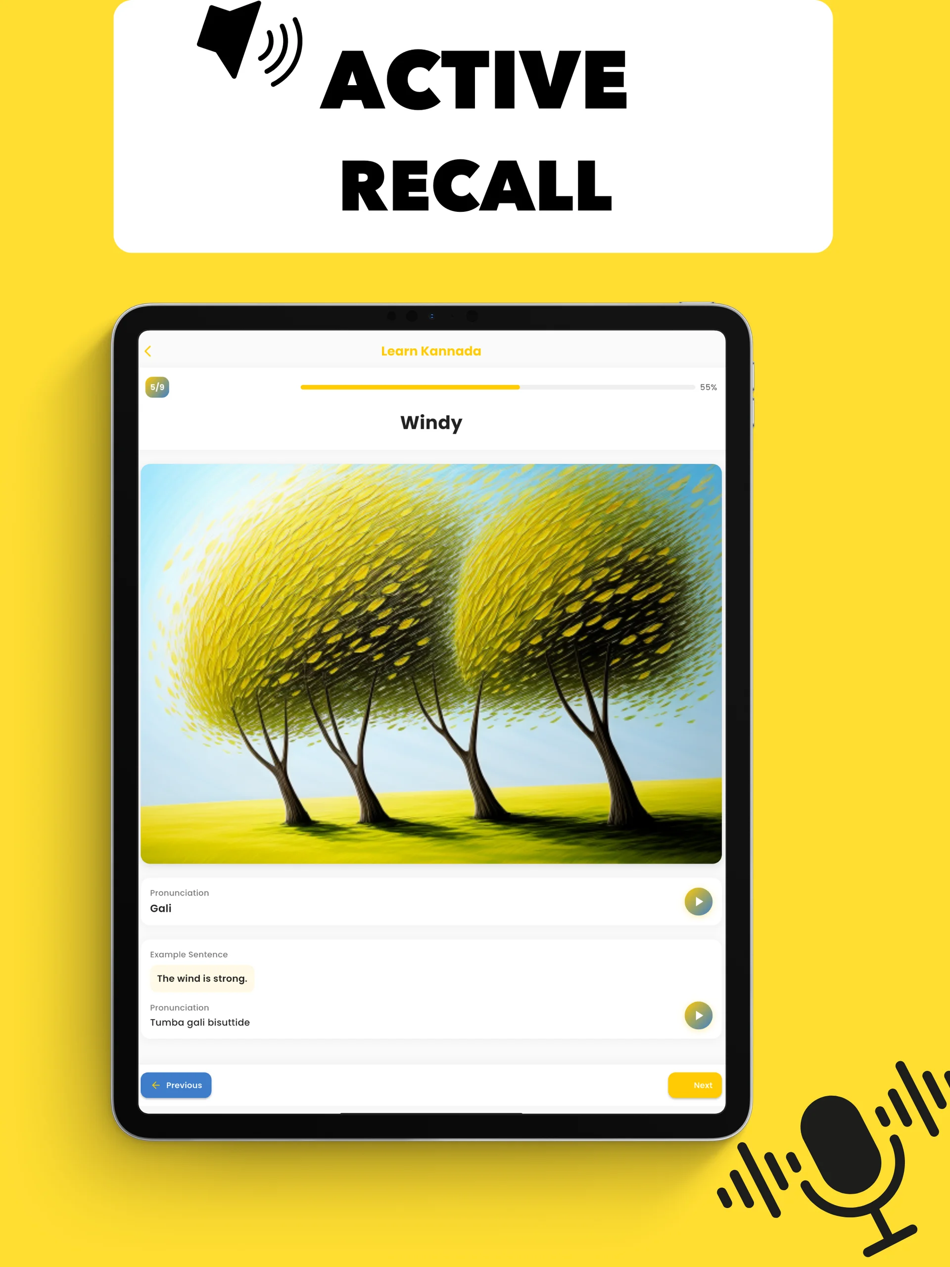 Kannada Connect App - Learning Interface